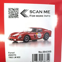 FERRARI 250 GTO 1962 LM#22 RED 1/18, DIECAST COLLECTABLES