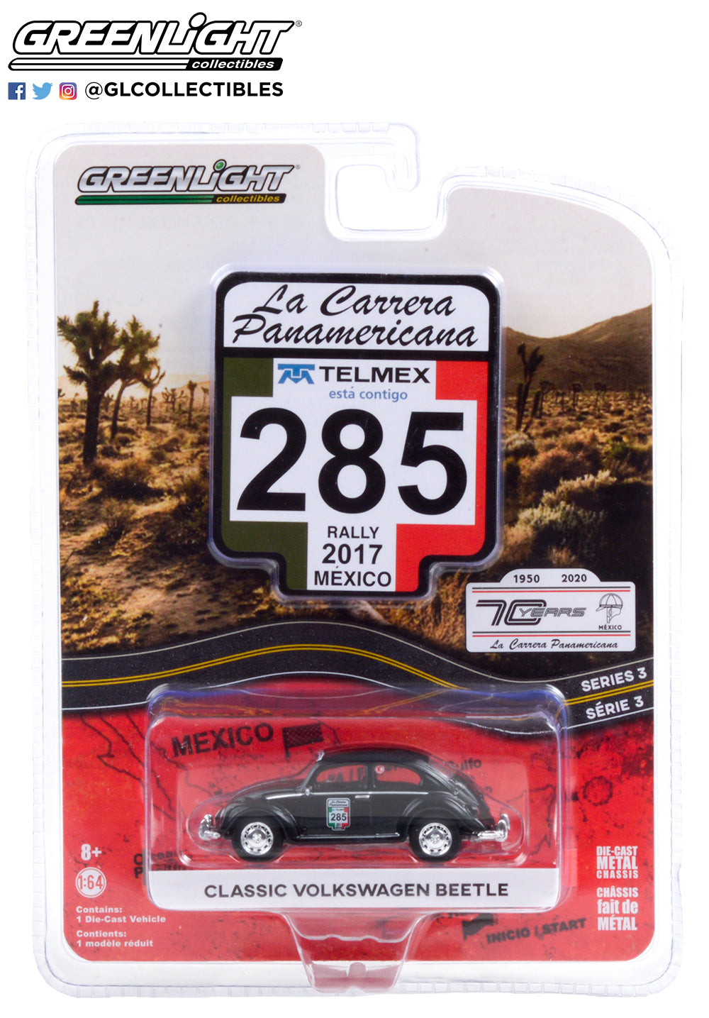 LA CARRERA PANAMERICANA S3 #285 CLASSIC VW BEETLE 6 OFF IN BOX  1/64, DIECAST COLLECTABLES