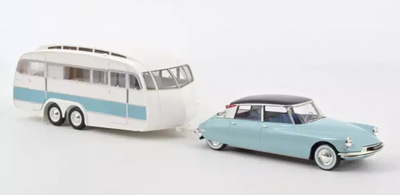 Citroën DS 19 1959 Nuage Blue and Purple + Caravane Hénon 1:18 Norev COMING SOON
