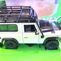 LAND ROVER DEFENDER WITH ROOF RACK SNORKEL  CREAM  1/24, DIECAST CAR, COLLECTABLE CAR.