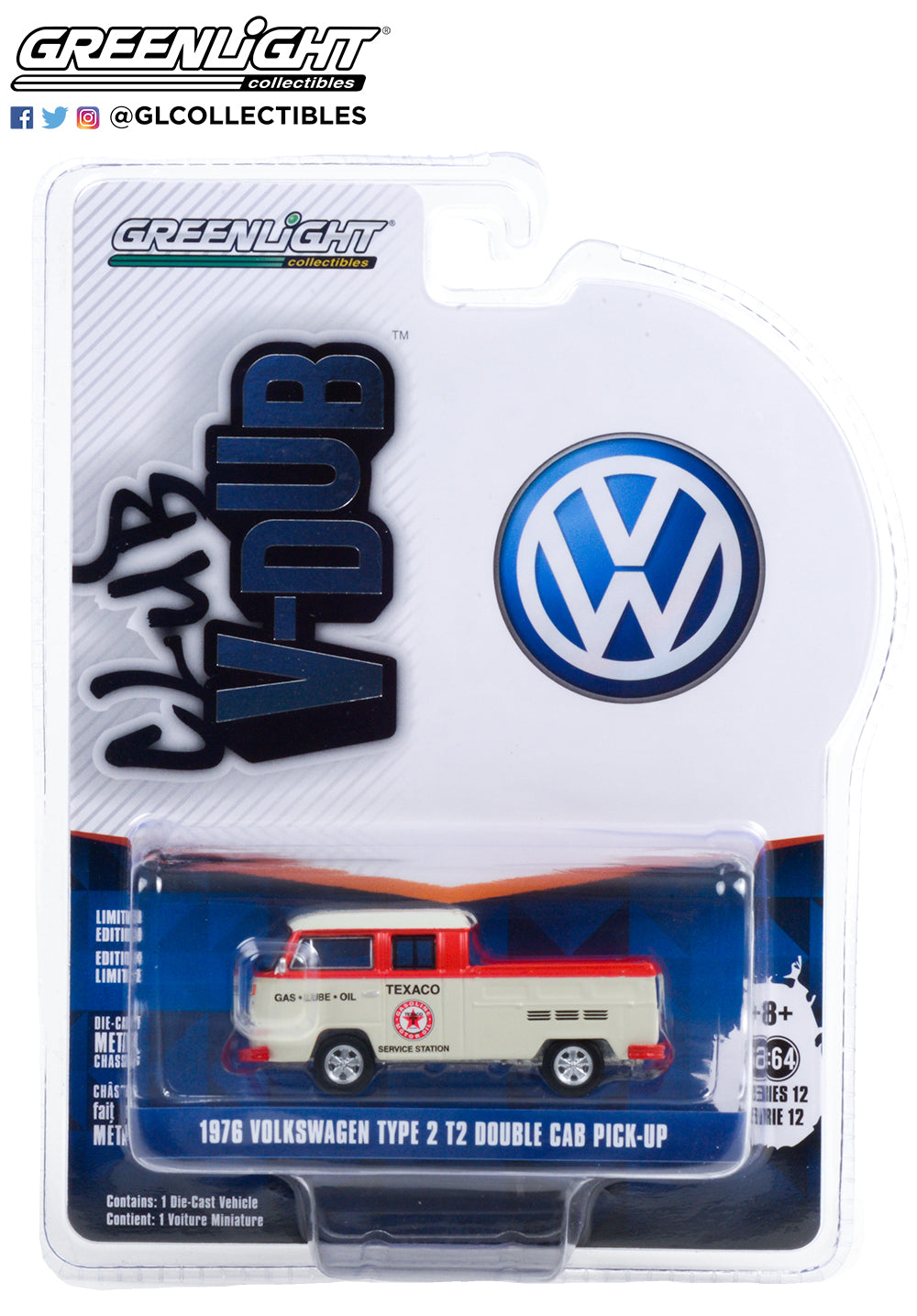 CLUB VEE-DUB S12 VW T2 TYPE 2 DOUBLE CAB PICK-UP TEX 6 OFF IN BOX 1/64, DIECAST COLLECTABLES