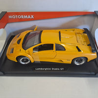 LAMBORGHINI DIABLO GT  YELLOW 1/18, DIECAST CAR, COLLECTABLE CAR.
