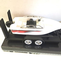 FORD PU WITH SPEED BOAT SET TRAILER GREEN 1937 1/24 EACH, DIECAST CAR, COLLECTABLE CAR.