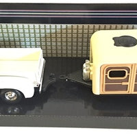 FORD F-100 PU WITH CARAVAN SET WHITE 1956 1/24 EACH, DIECAST CAR, COLLECTABLE CAR.