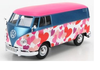 VOLKSWAGEN TYPE 2 T1 DELIVERY VAN LOVE MET BLUE/PINK 1/24, DIECAST CAR, COLLECTABLE CAR.
