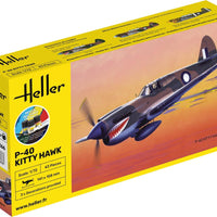 CURTISS P-40 Kitty Hawk 1/72 STARTER KIT, PLASTIC SCALE MODEL