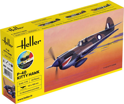 CURTISS P-40 Kitty Hawk 1/72 STARTER KIT, PLASTIC SCALE MODEL