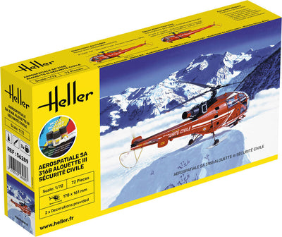 Alouette III Civil Defense 1/72 STARTER KIT, PLASTIC SCALE MODEL