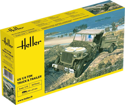 Willys Jeep & Trailer 1941 1/72, PLASTIC SCALE MODEL