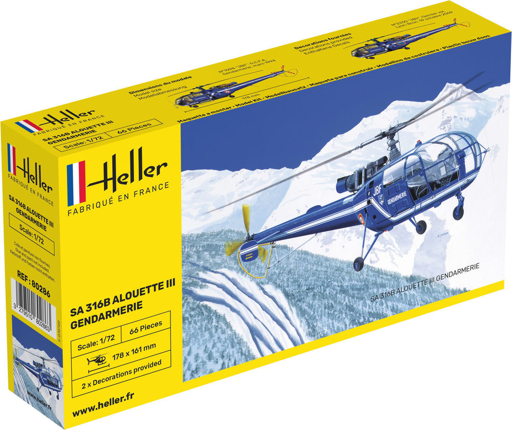 SA 316 Alouette III Gendarmerie 1/72, PLASTIC SCALE MODEL