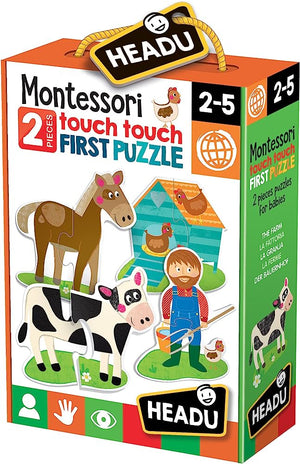 MONTESSORI TOUCH 2 PIECE PUZZLE THE FARM;EDUCTIONAL PUZZLE, TEACHER HOMESCHOOL SUPPLIES;  TODDLER LEARNING TOYS;  BIRTHDAY