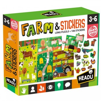 PUZZLE + STICKERS THE FARM;EDUCTIONAL PUZZLE, TEACHER HOMESCHOOL SUPPLIES;  TODDLER LEARNING TOYS;  BIRTHDAY