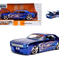 FORD MUSTANG BTM CANDY BLUE WITH SILVER FLAMES 1965 1/24