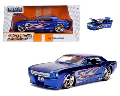 FORD MUSTANG BTM CANDY BLUE WITH SILVER FLAMES 1965 1/24