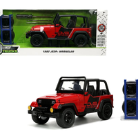 JEEP WRANGR JUST TRUCKS  EXTRA WHEEL SWOP RED  '92 1/24