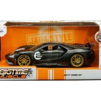 FORD GT BIGTIME MUSCLE  MATT BLK/SILVER STRIPE 2017 1/24