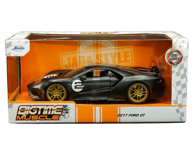FORD GT BIGTIME MUSCLE  MATT BLK/SILVER STRIPE 2017 1/24