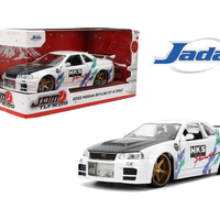 NISSAN SKYLINE GT-R R3 JDM TUNER WHITE/C/FIBER HOOD '02 1/24