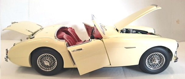 AUSTIN HEALEY 3000 BN7 E.WHITE  1/18, DIECAST COLLECTABLES