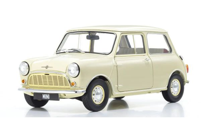 MORRIS MINI MINOR OLD ENGLISH WHITE 1/18, DIECAST COLLECTABLES