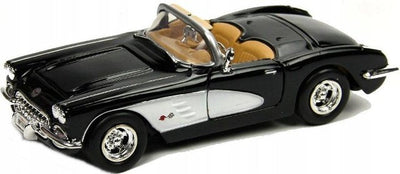 CHEV CORVETTE BLACK 1959 1/24, DIECAST CAR, COLLECTABLE CAR.