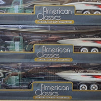 FORD PU WITH SPEED BOAT SET TRAILER GREEN 1937 1/24 EACH, DIECAST CAR, COLLECTABLE CAR.