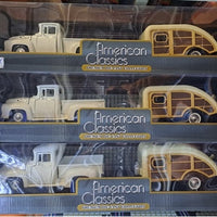 FORD F-100 PU WITH CARAVAN SET WHITE 1956 1/24 EACH, DIECAST CAR, COLLECTABLE CAR.
