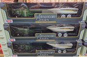 PLYMOUTH TRUCK WITH SPEED BOAT TRAILER GREEN 1941 1/24 EACH, DIECAST CAR, COLLECTABLE CAR.