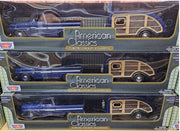 CHEVY C10 FLEETSIDE PU WITH CARAVAN BLUE 1966 1/24 EACH, DIECAST CAR, COLLECTABLE CAR.