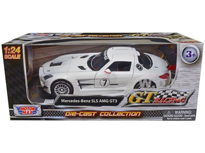 GT RACING  MERCEDES-BENZ SLS AMG GT3 WHITE #7 1/24, DIECAST CAR, COLLECTABLE CAR.