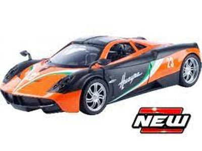 GT RACING PAGANI HUAYRA ORANGE/BLK #23 1/24, DIECAST CAR, COLLECTABLE CAR.