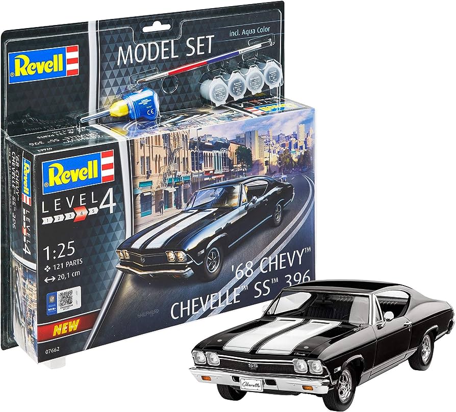 MODEL SET CHEVY CHEVELLE 68 1/25, PLASTIC SCALE MODEL KIT
