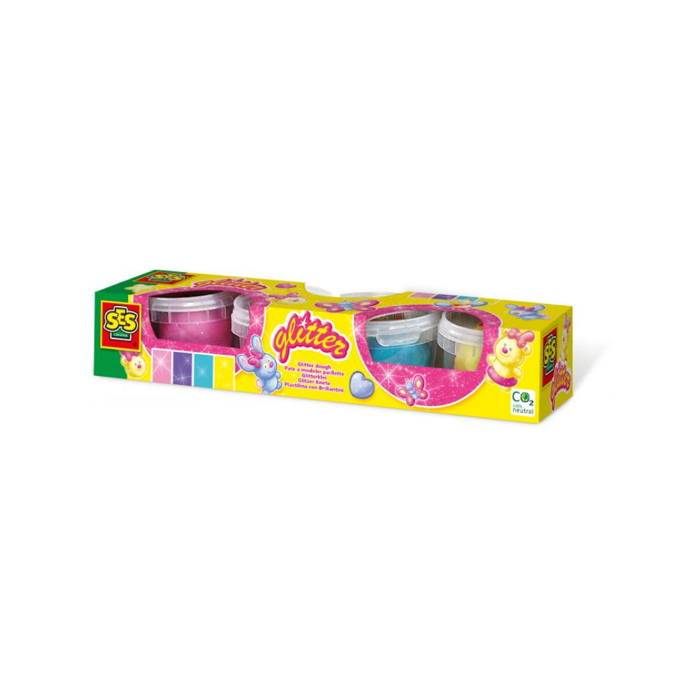 SUPER CLAY GLITTER 4 X 90GR EDUCATIONAL,TEACHER HOME SCHOOL, LEARNING