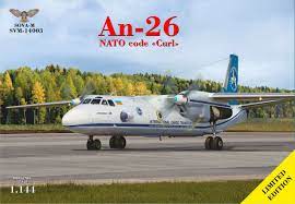 AN-26 turboprop transporter (Antonov Airlines)  1:144, PLASTIC MODEL KIT.