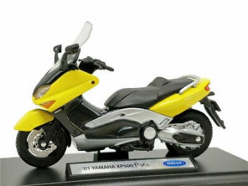 YAMAHA XP500 TMAX 2001 YELLOW 2001 1/18, DIECAST MOTORBIKE, COLLECTABLE MOTORCYCLE.