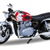 TRIUMPH BONNEVILLE T100 RED 2002 1/18, DIECAST MOTORBIKE, COLLECTABLE MOTORCYCLE.