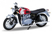 TRIUMPH BONNEVILLE T100 RED 2002 1/18, DIECAST MOTORBIKE, COLLECTABLE MOTORCYCLE.
