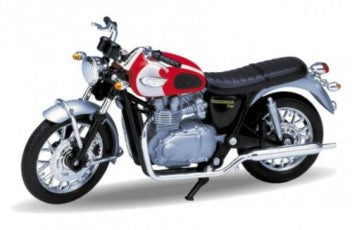 TRIUMPH BONNEVILLE T100 RED 2002 1/18, DIECAST MOTORBIKE, COLLECTABLE MOTORCYCLE.