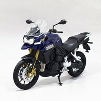 TRIUMPH TIGER EXPLORER BLUE 1/18, DIECAST MOTORBIKE, COLLECTABLE MOTORCYCLE.