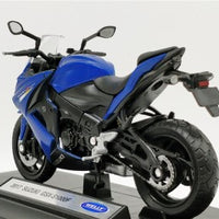 SUZUKI GSX-S1000F BLUE/BLK 2017 1/18, DIECAST MOTORBIKE, COLLECTABLE MOTORCYCLE.