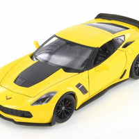 CHEVROLET CORVETTE Z06  YELLOW 2017 1/24, DIECAST CAR, COLLECTABLE CAR.