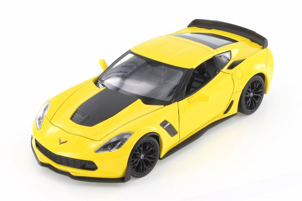 CHEVROLET CORVETTE Z06  YELLOW 2017 1/24, DIECAST CAR, COLLECTABLE CAR.