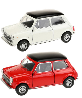 1:36 PULL BACK MINI COOPER 1300 OFF WHITE OR RED DIECAST