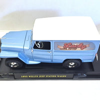 WILLYS JEEP STATION WAGON SILVER BLUE 1955 1/18