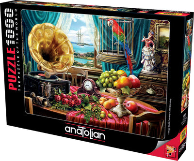 STILL LIFE WITH GRAMOPHONE AND FRUIT 1000 PIECES,JIGSAW PUZZLE,ADULT PUZZLES, ANATOLIAN