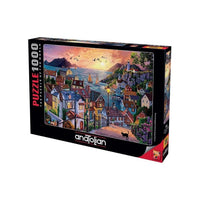 COASTAL TOWN AT SUNSET 1000 PIECES,JIGSAW PUZZLE,ADULT PUZZLES, ANATOLIAN