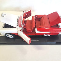 OLDSMOBILE SUPER 88 CONVERTIBLE RED/WHITE 1955 DIECAST 1/18 DIECAST CAR,COLLECTABLE CAR.