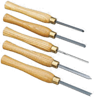 WOODTURNING CHISELS 5 OFF HSS WOODEN HANDLE IN WOODEN BOX