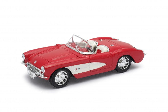 1:24 CHEVROLET CORVETTE RED/WHITE 1957 By WELLY Morethandiecast