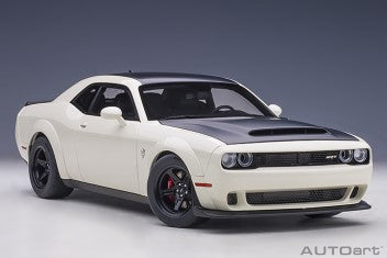 DODGE CHALLENGER DEMON SRT KNUCKLE WHITE/ BLK GRAPHIC PKG 1/18